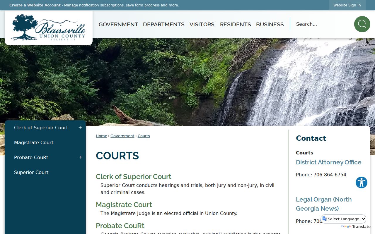 Union County warrant records court directory and Enotah Judicial Circuit