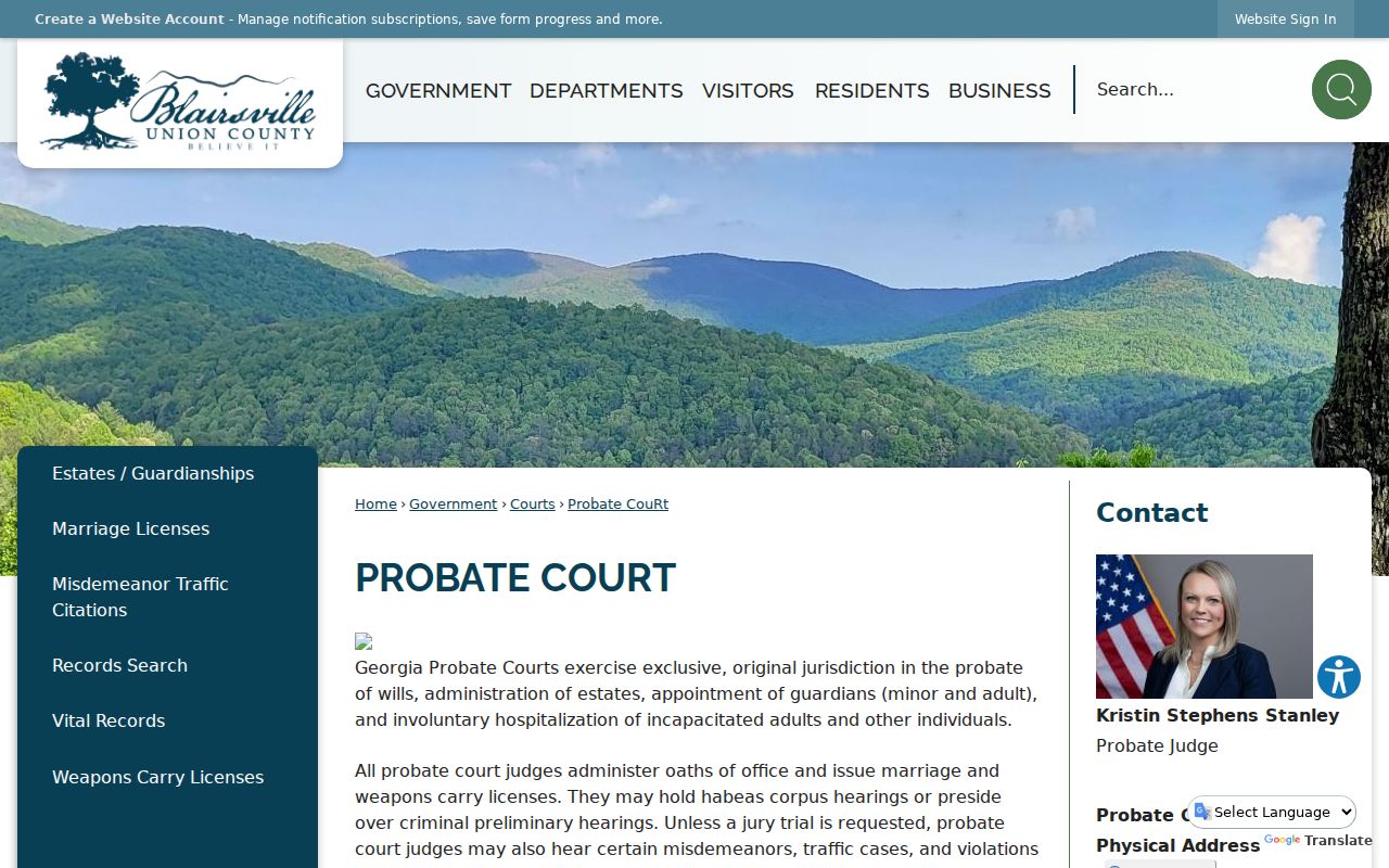Union County traffic warrant records at Probate Court