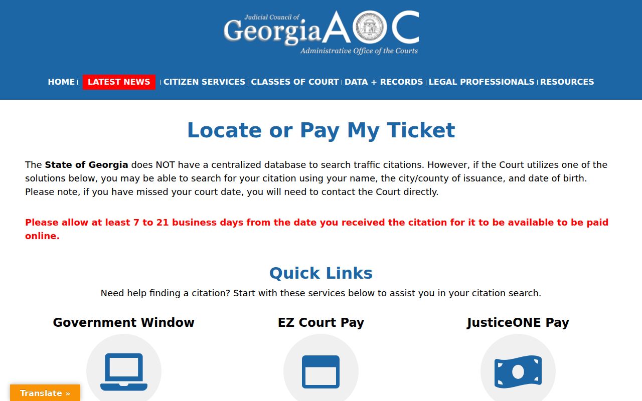 Georgia court guidance for Union County traffic warrant searches