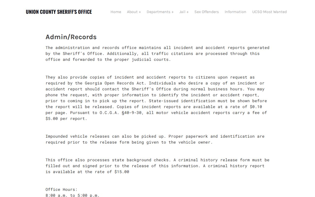 Union County active warrant records rules