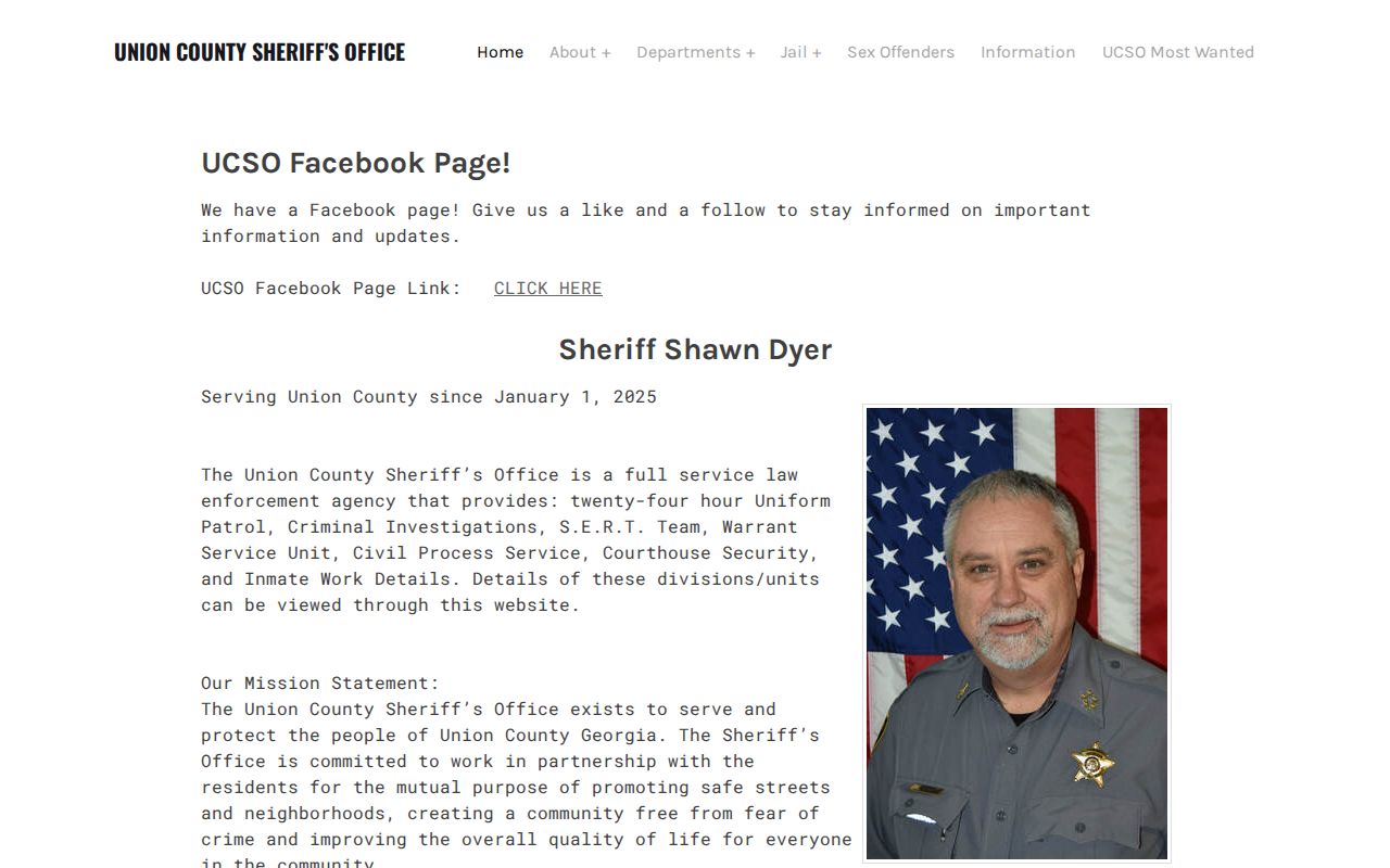 Union County Sheriff public contact for warrant records